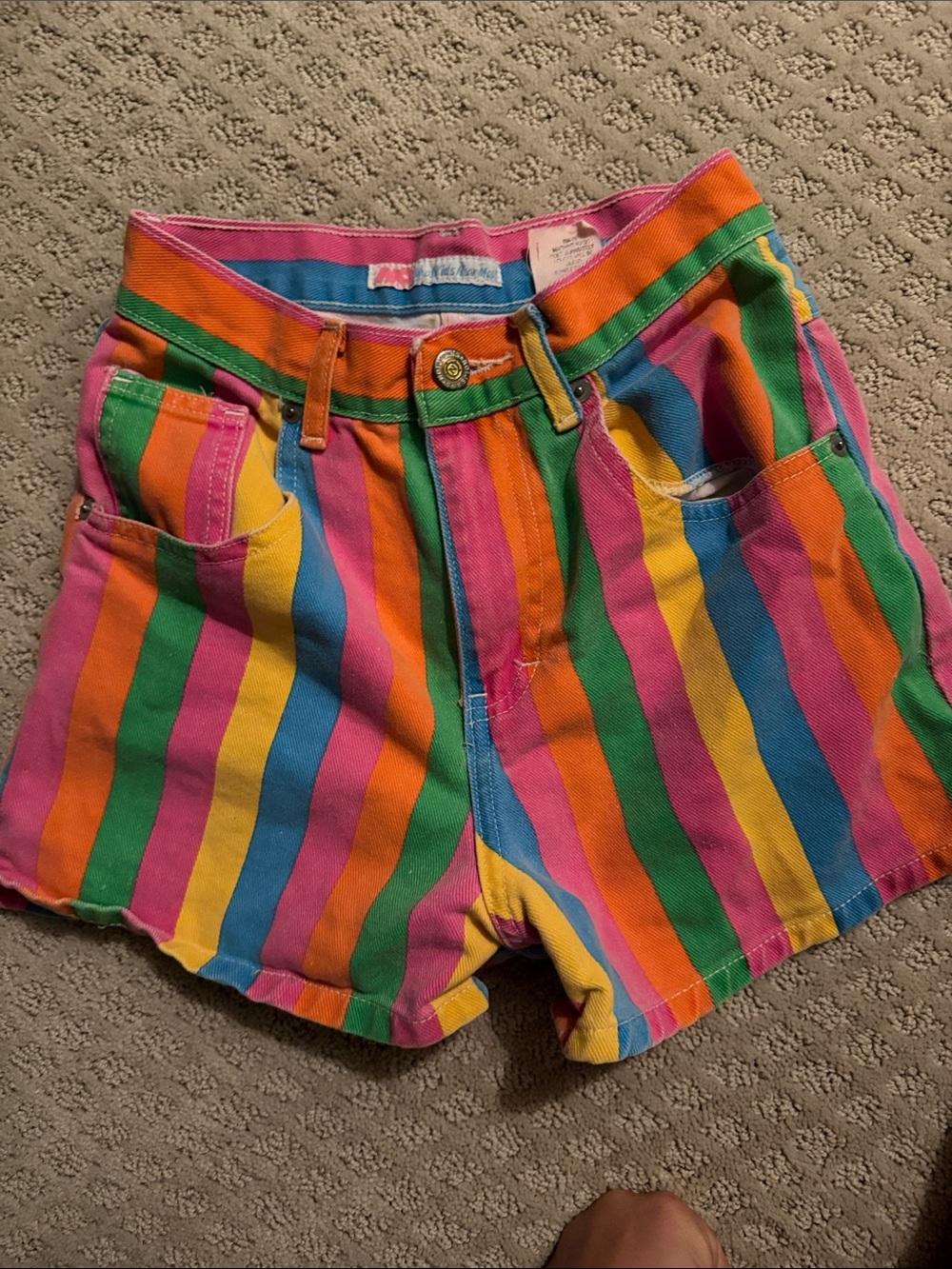 Vintage Women’s Rainbow Stripe High-Waist Shorts size 2